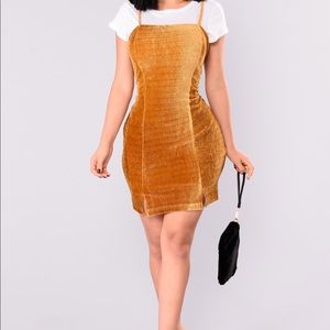 Fashion nova velvet dress gold